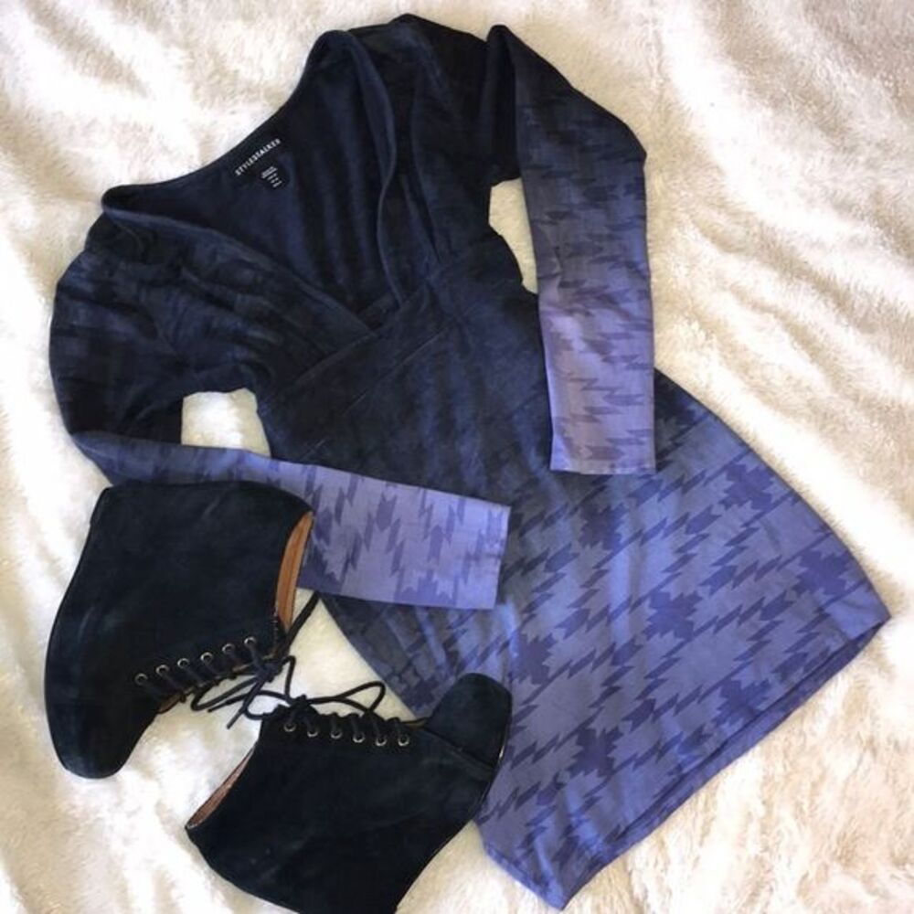 Blue ombré tribal print dress